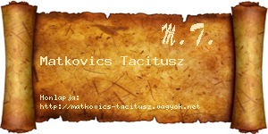 Matkovics Tacitusz névjegykártya